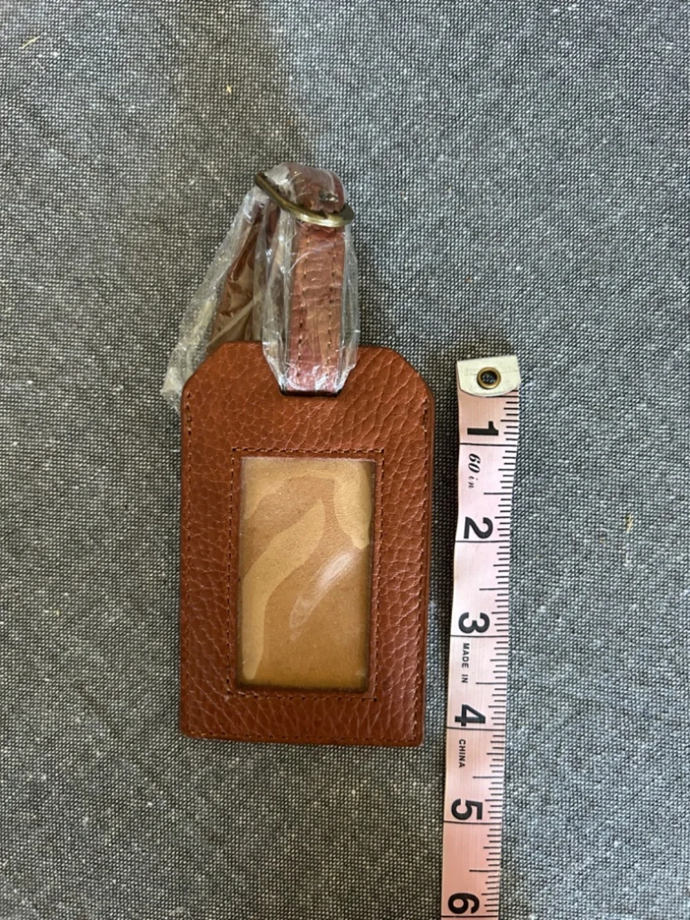 Cutter & Buck Genuine Leather Luggage Tag – Brown - New, Never Used